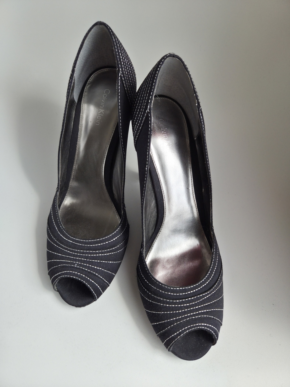 Calvin Klein Black Peep-Toe Stiletto Heels